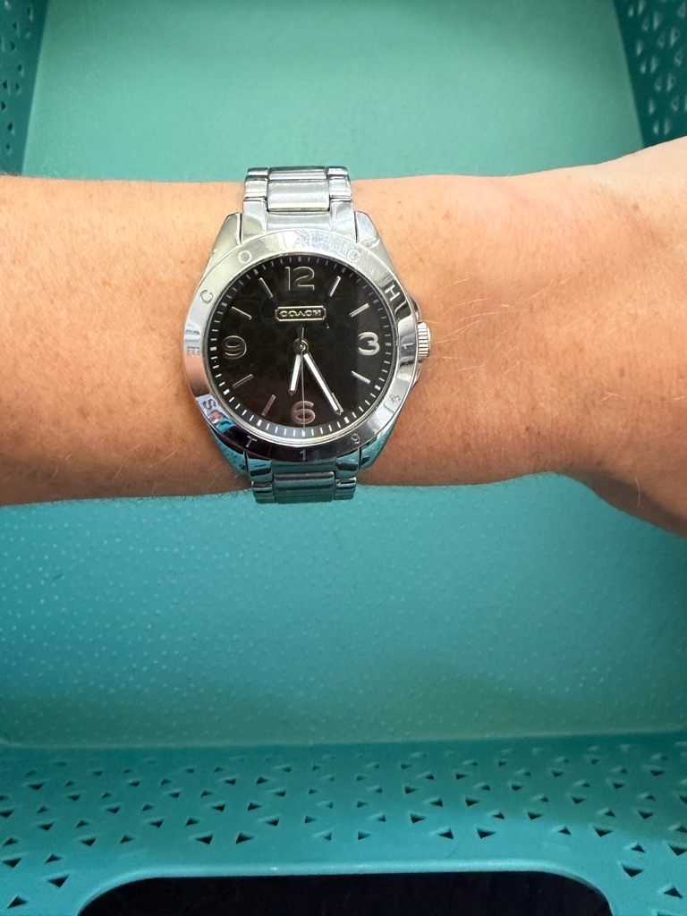 Coach Silver Stainless Steel Watch With Black Dial